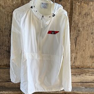 Champion White Pullover Anorak with Red Logo